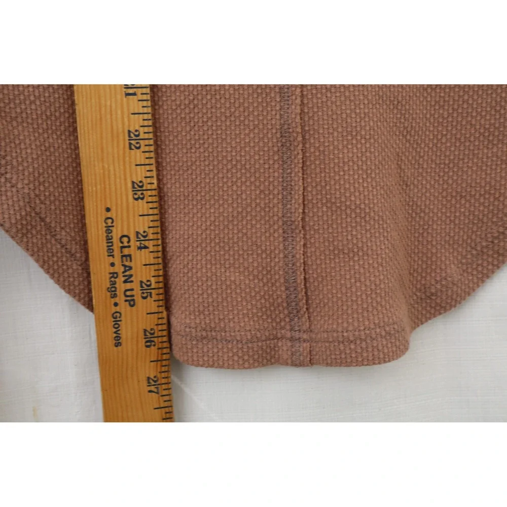 Free People Sunset Park Thermal Henley Mauve Brown Crochet‎ Cuff Women Top Small